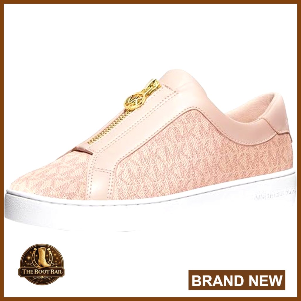 Women's Zip Slip-On Sneakers With Logo Print Canvas And Cushioned Insoles